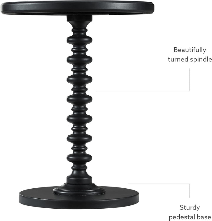 Furniture Round Spindle Table, Black 17x22.25x17