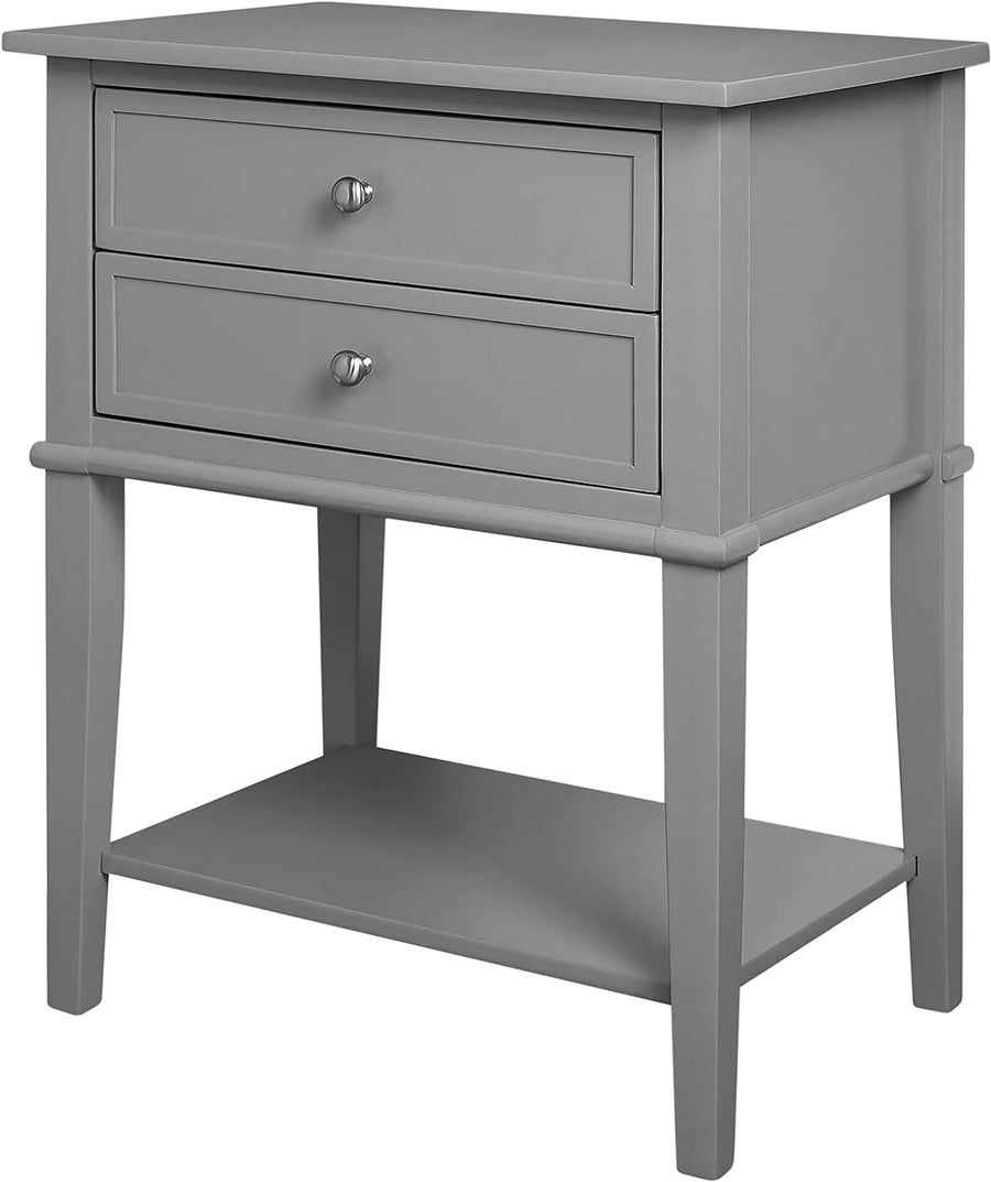 Franklin Accent Table with 2 Drawers, Grey