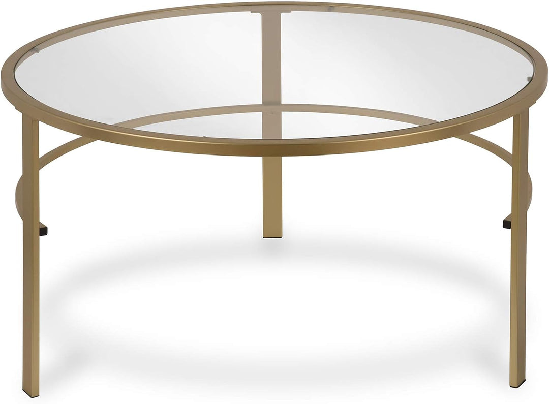 Henn&Hart Round Nested Coffee Table, Brass