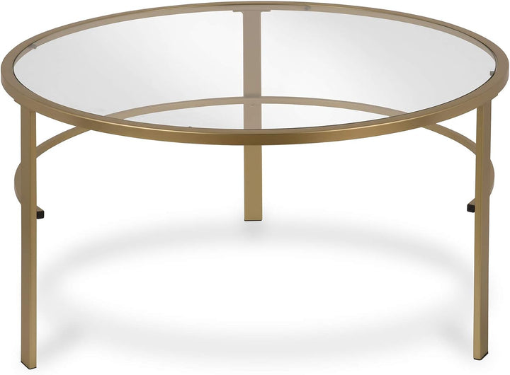 Henn&Hart Round Nested Coffee Table, Brass