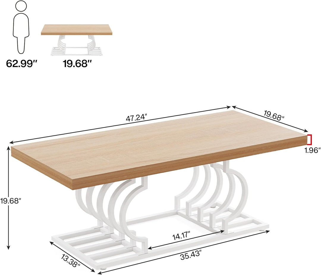 Tribesigns Farmhouse Coffee Table, Rustic Rectangular Wood Center Table