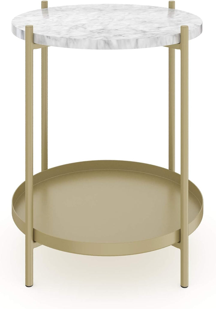 Alexis Round Modern Side Accent Table, Gold