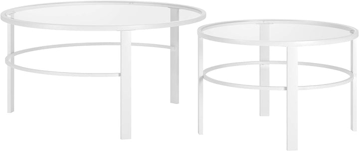 Henn&Hart Round Nested Coffee Table, Modern Living Room, White