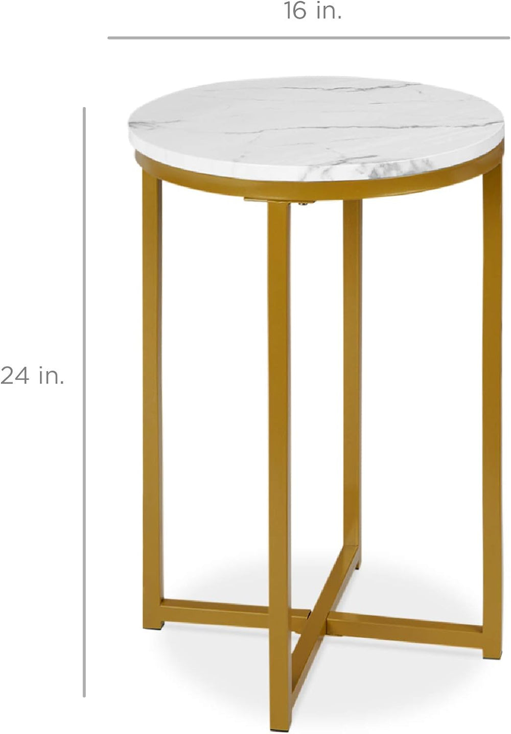 16in Faux Marble Accent Table