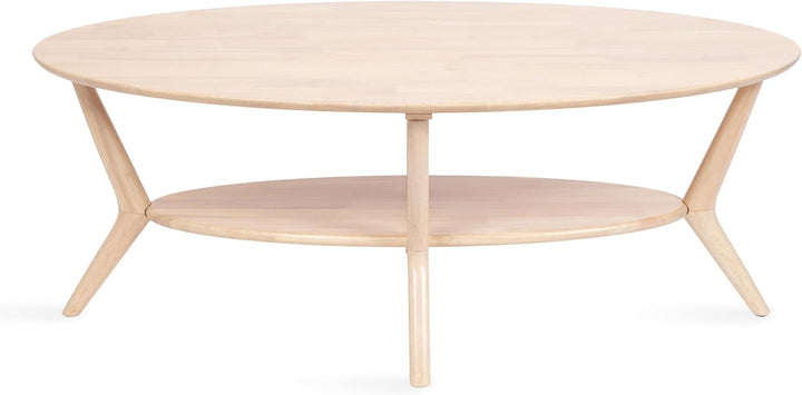 Kate and Laurel Nylah Mid-Century Modern Oval Coffee Table, Natural