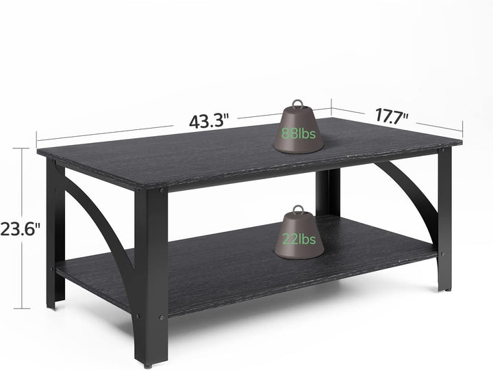 Novilla Modern Farmhouse Coffee Table with Storage, Black