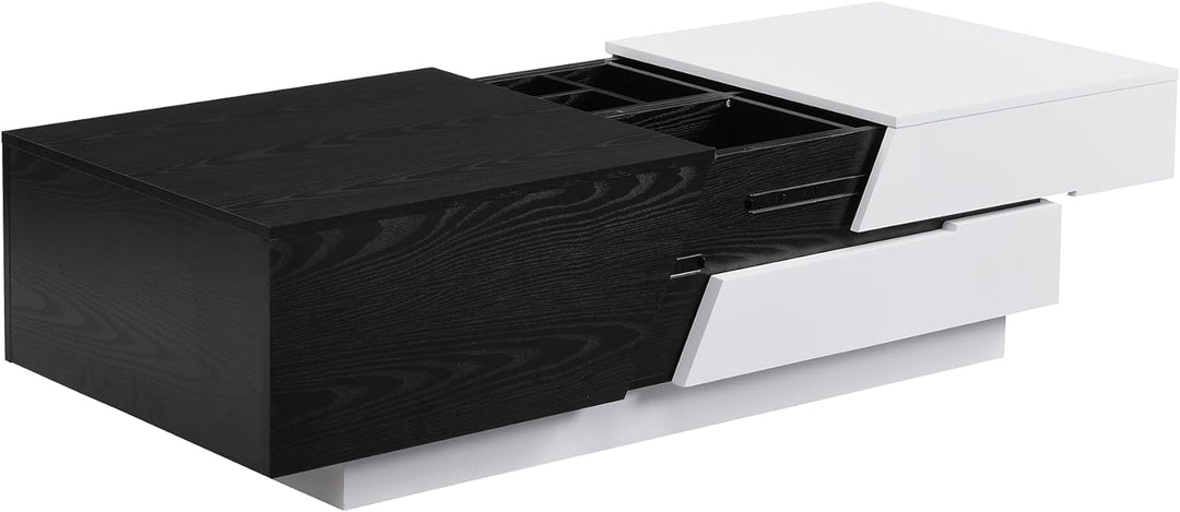 Merax Modern Extendable Sliding Top Coffee Table, Whiteblack