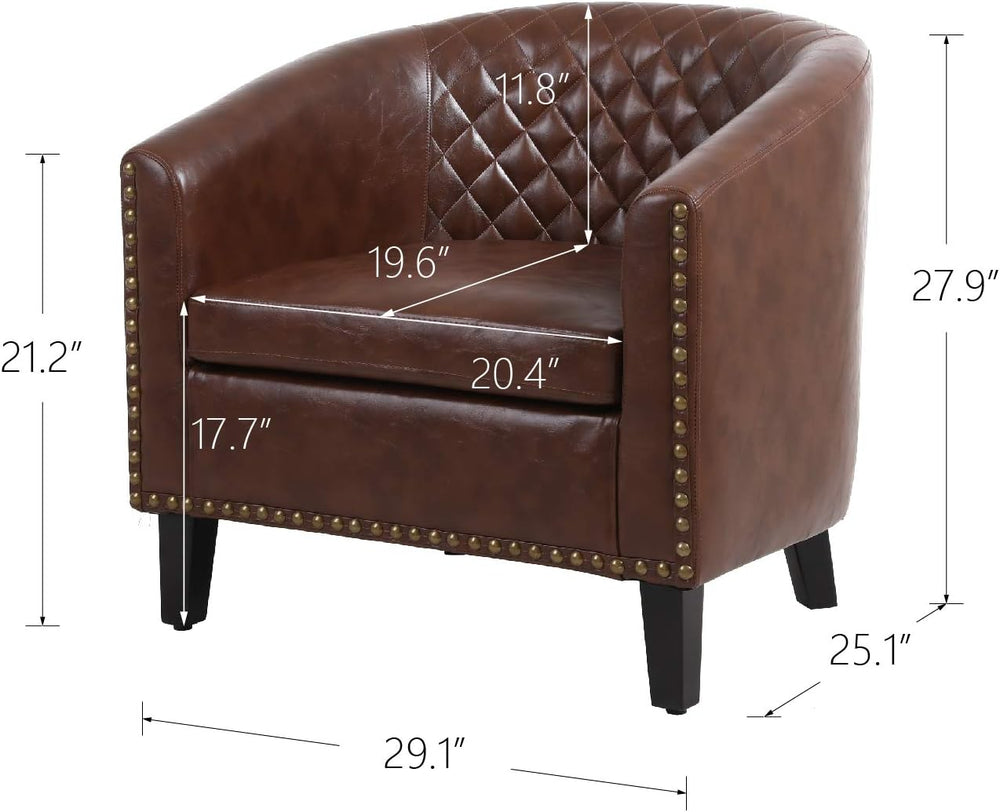 Armchair Barrel Club Chair,Modern PU Leather Accent