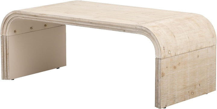 47'' Curved Coffee Table, Modern Rustic Minimalist, 39.37"-walnut