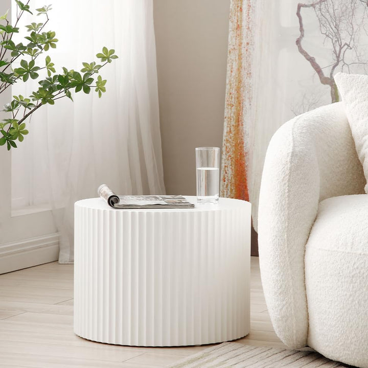 Modern Nesting Coffee Table Set, White Round End Tables