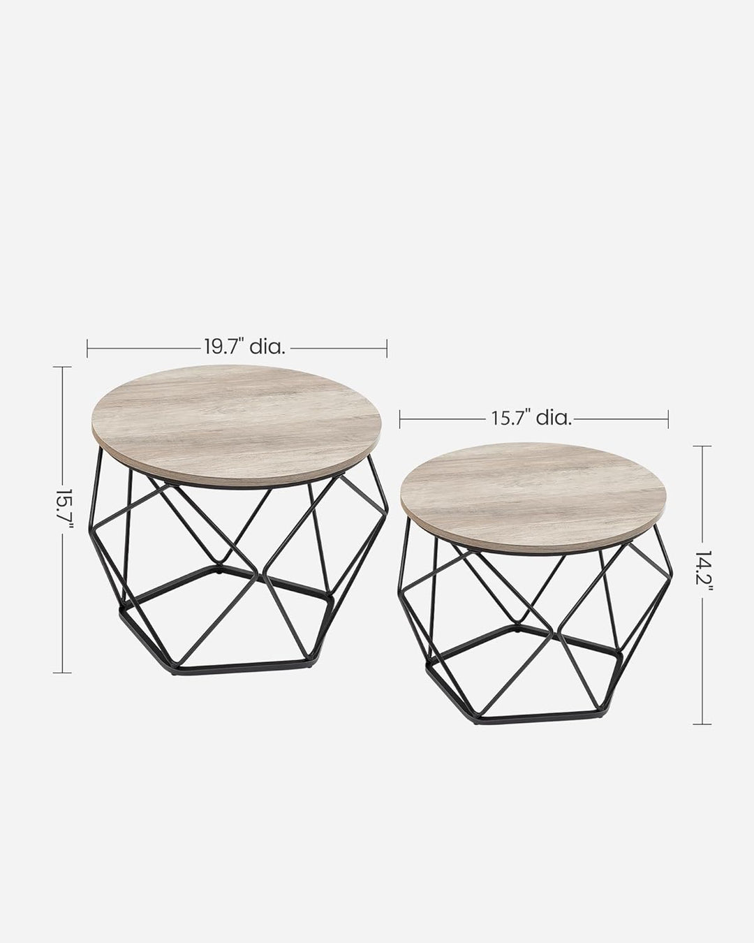 Versatile Small Coffee Table Set, Round Side Tables, Greige and Black