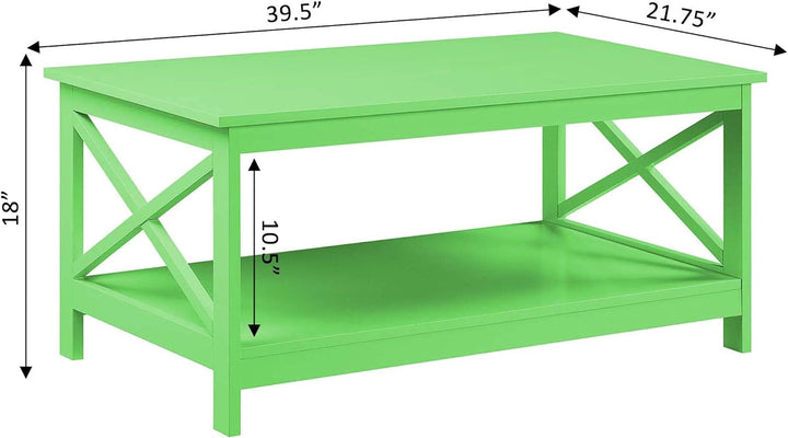 Convenience Concepts Oxford Coffee Table with Shelf, Lime