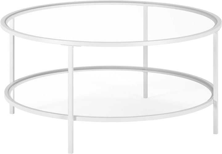 Elegant Round Coffee Table with Glass Top, Modern Design