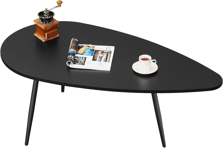 Modern Oval Coffee Table, Black Small Accent Table for Living Room