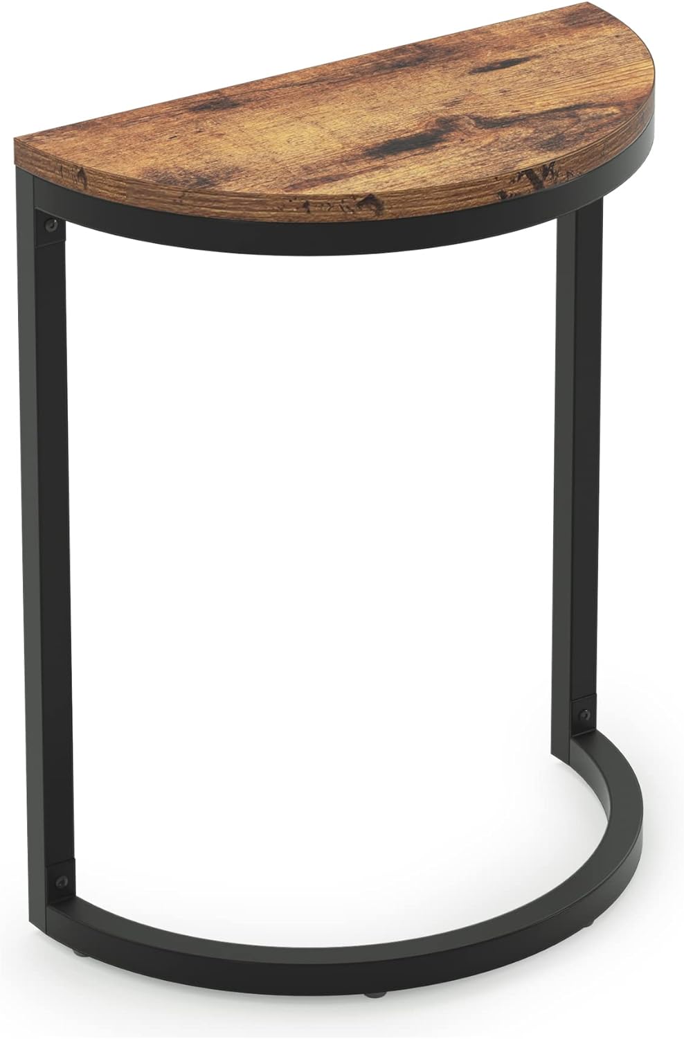 Half Round End Table, Rustic Brown Accent