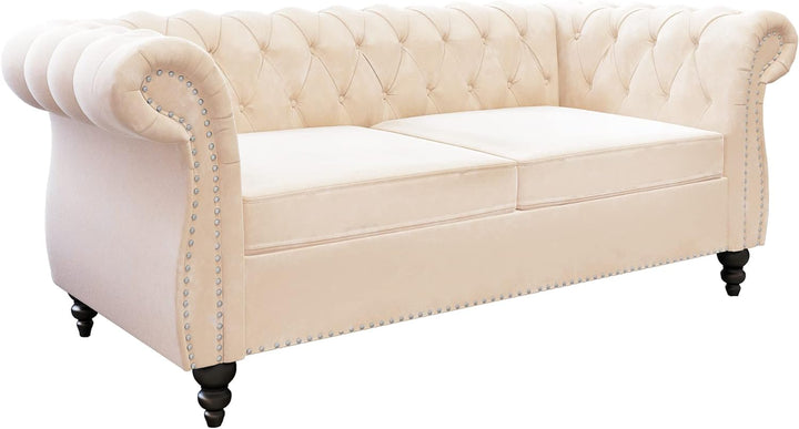 Chesterfield Loveseat, Modern Velvet Sofa Tufted Couch