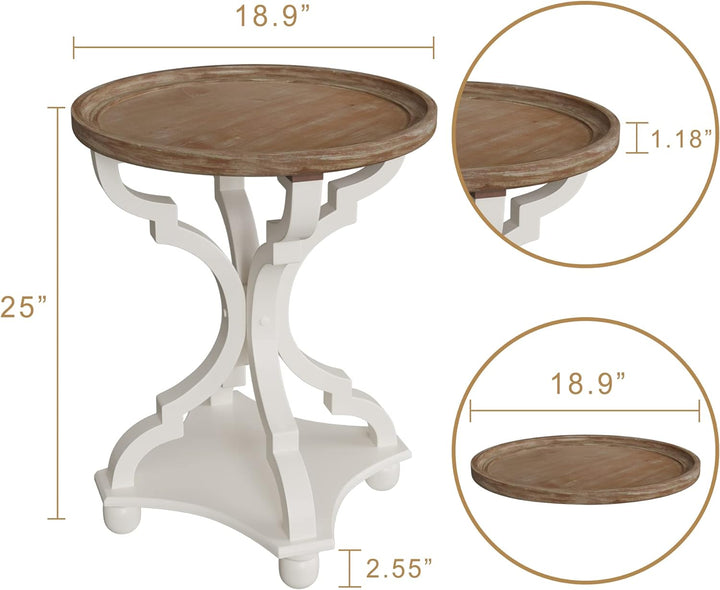 Rustic Farmhouse Round End Tables Vintage