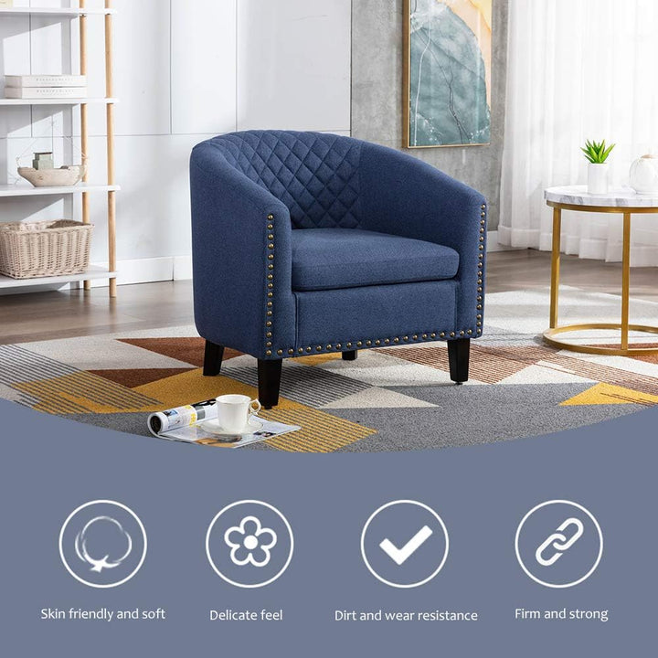 Modern Upholstered Accent Armchair Soft Linen - Navy