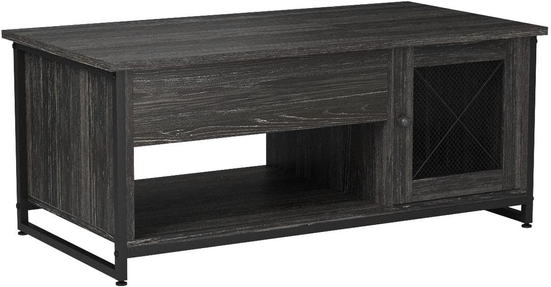 Lift Top Coffee Table with Hidden Storage, Black Wood