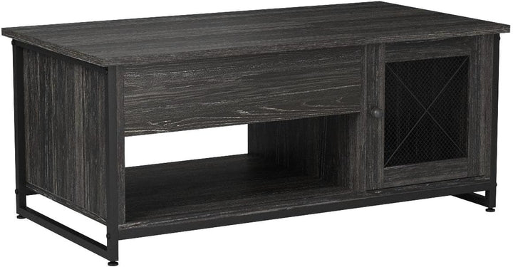 Lift Top Coffee Table with Hidden Storage, Black Wood