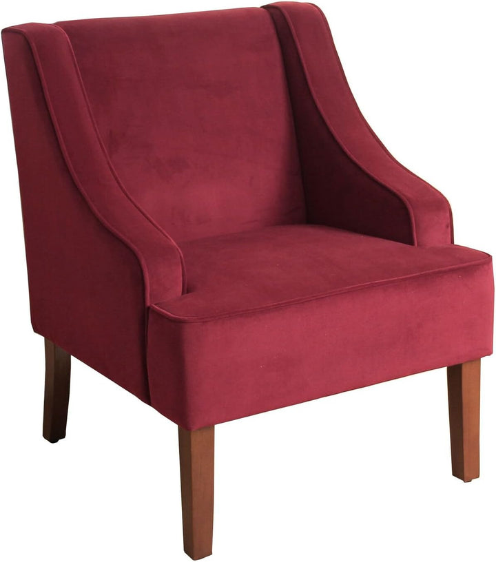 Velvet Swoop Arm Accent Chair, Burgundy