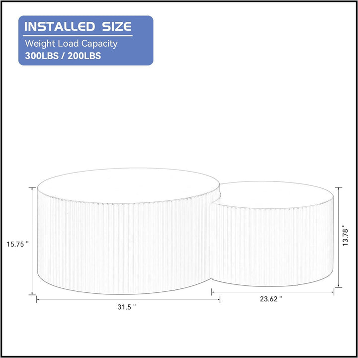 Modern Round Coffee Table Set, Black Matte Finish