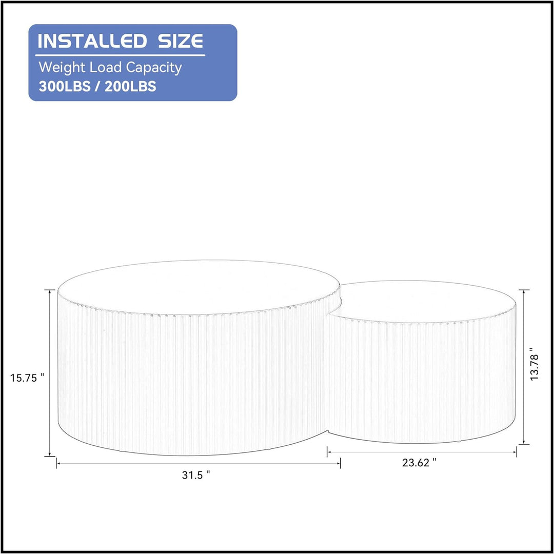 Modern Round Coffee Table Set, Black Matte Finish