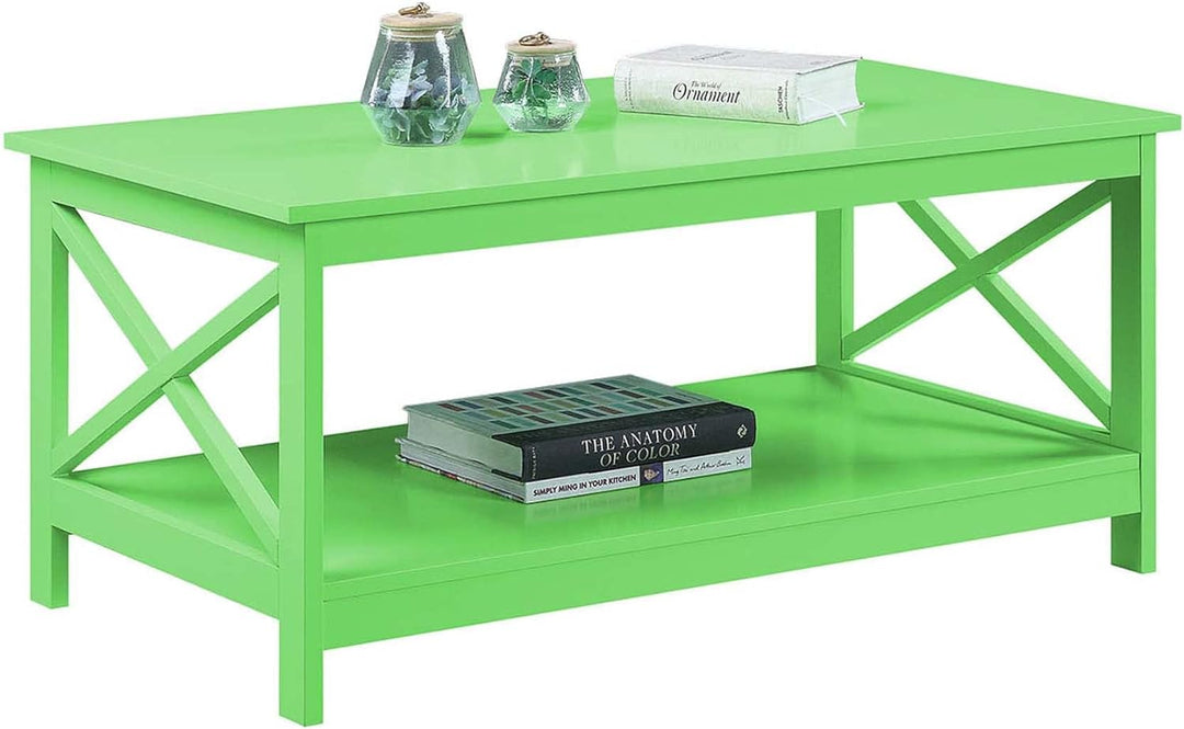 Convenience Concepts Oxford Coffee Table with Shelf, Lime