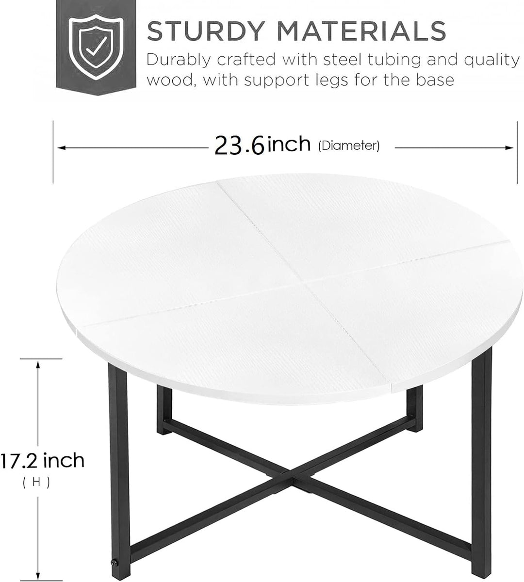 Mini White Round Coffee Table, Modern Circle Center Table