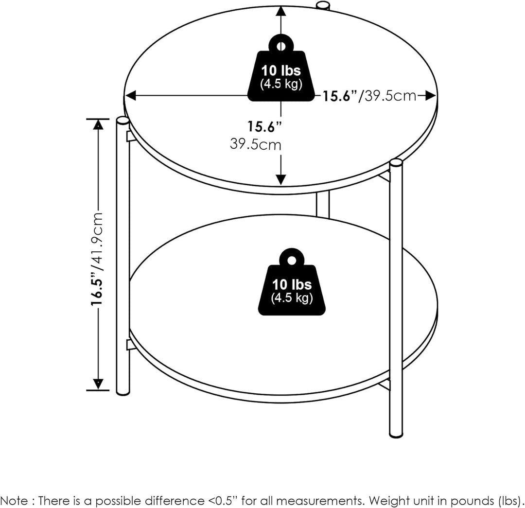 Furinno Besi 2-Tier Modern Round Side End Table, Americano