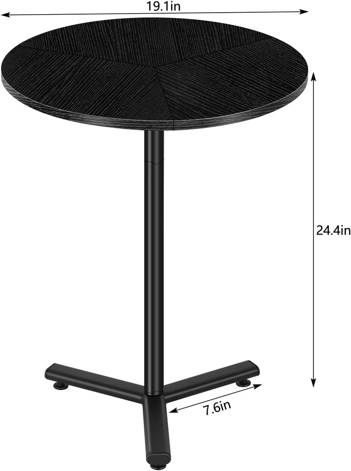 Black Round Side Table Small Pedestal Drink Table 19.1x24.4