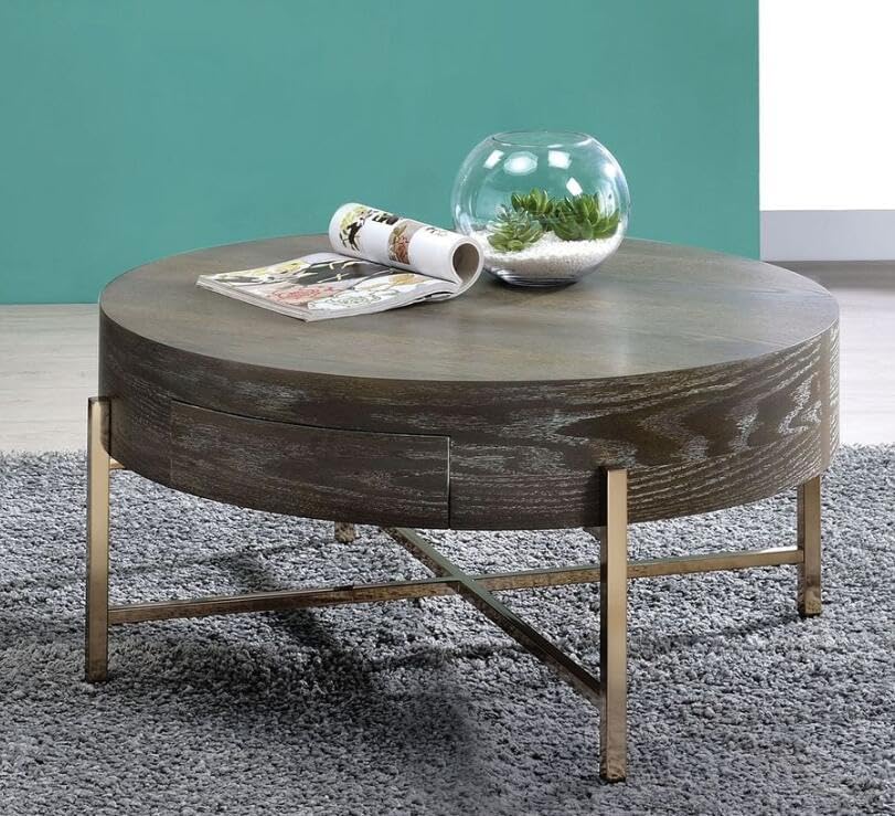 Farmhouse Coffee Table, Modern Circle Coffee Table, Solid Oak