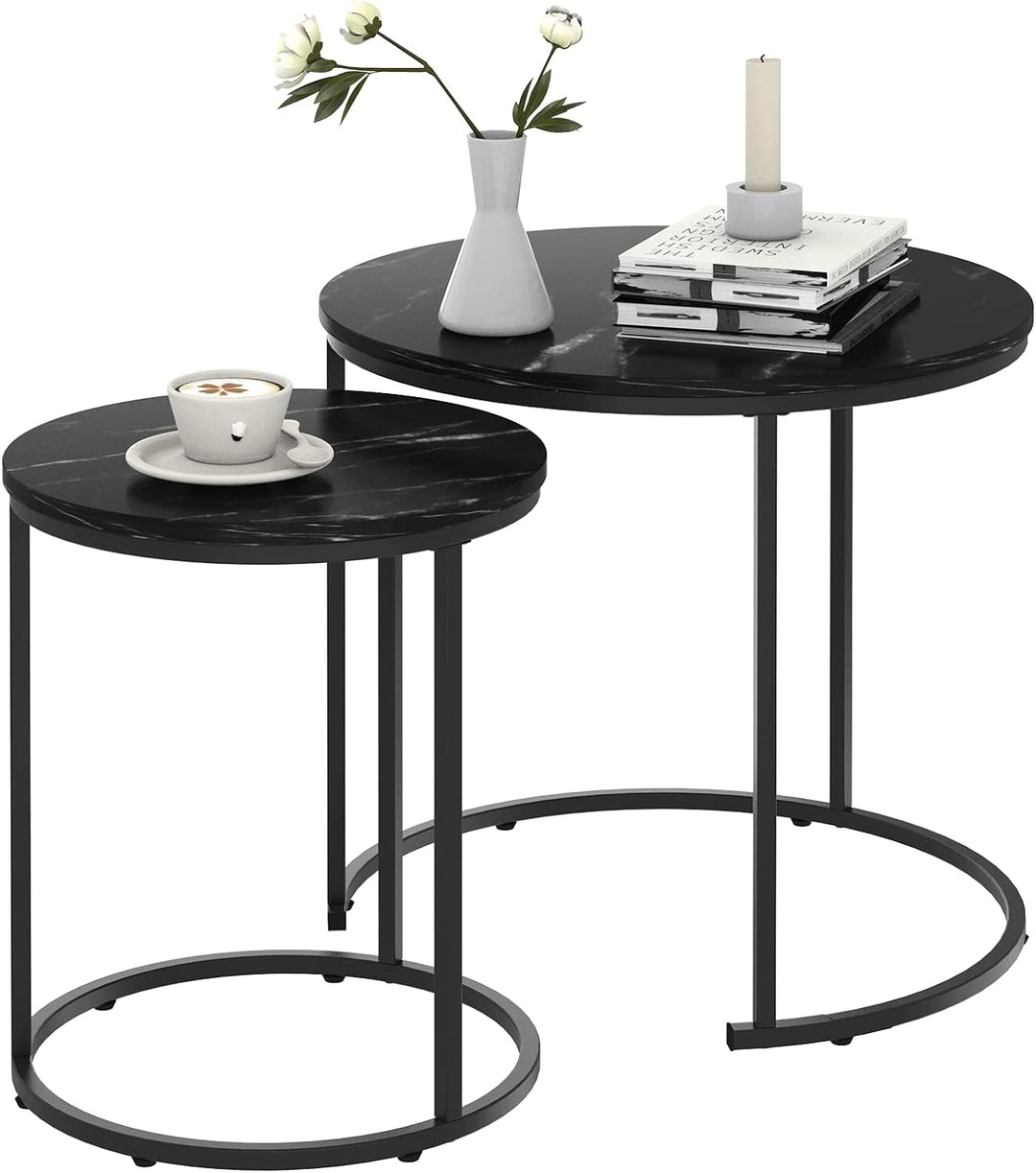 Black Marble Nesting Coffee Table Sets Side End Table