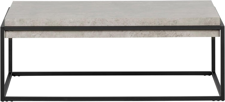 South Shore Industrial Coffee Table, Concrete Gray and Black