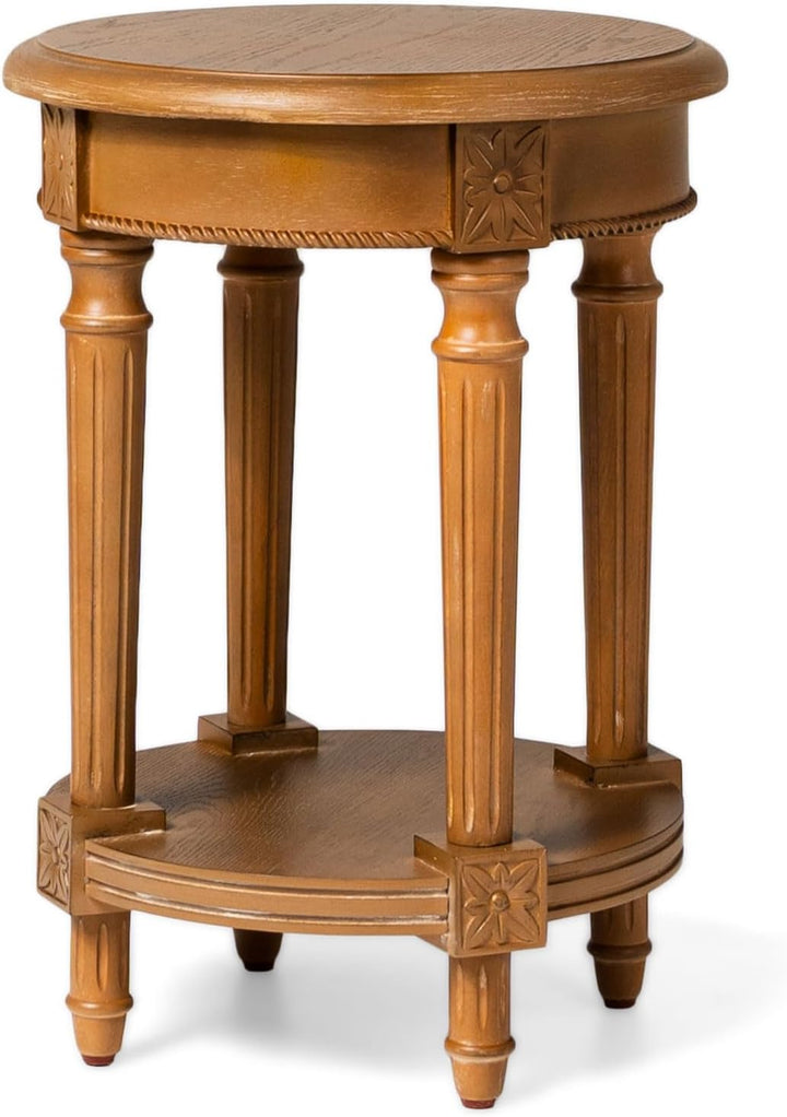 Pullman Tall Circle Side Table Antiqued Natural