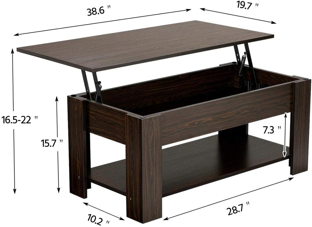 Lift Top Coffee Table with Hidden Compartment, Espresso