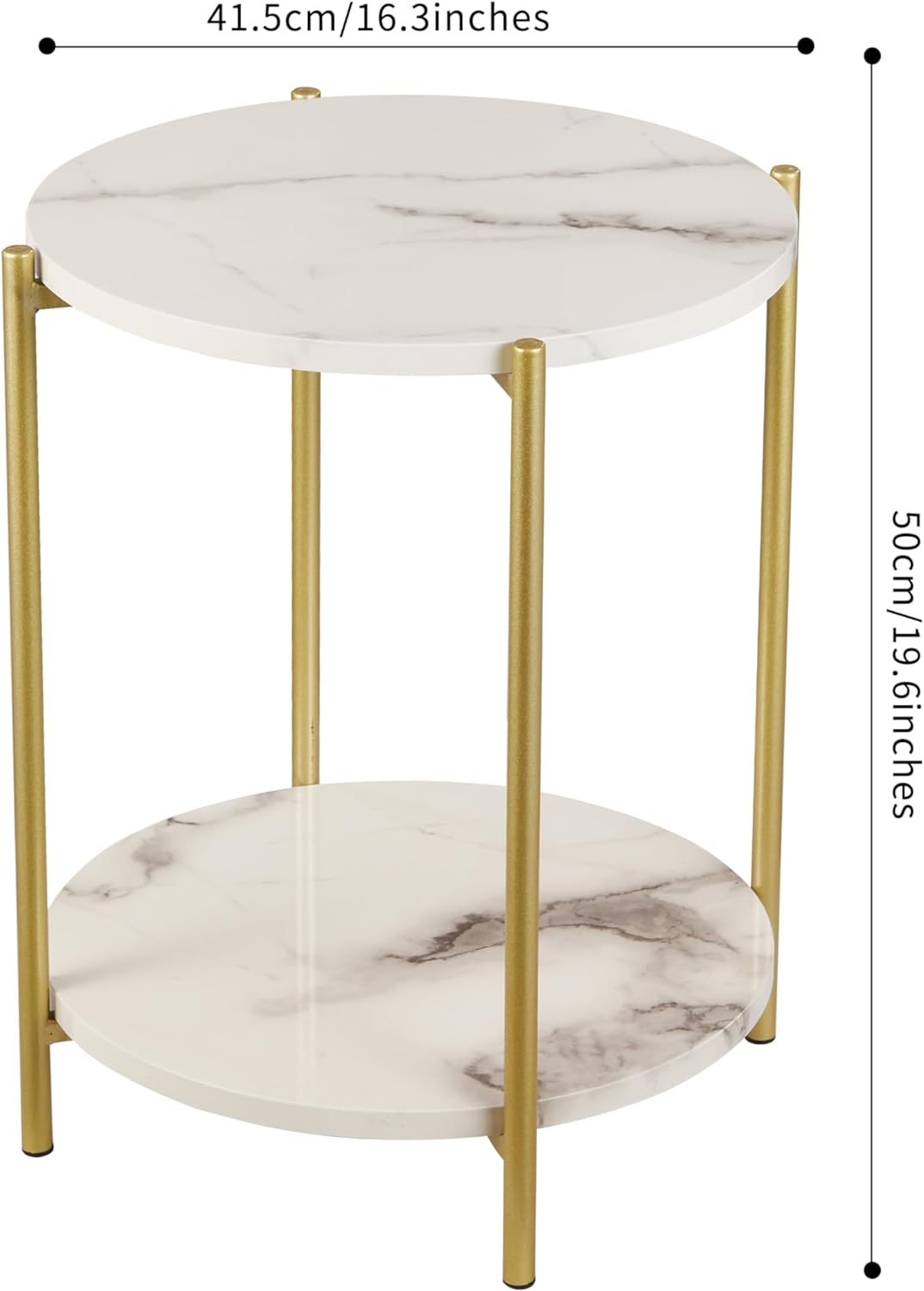 2 Tier Round Side Table, Marble End Tables Coffee Table