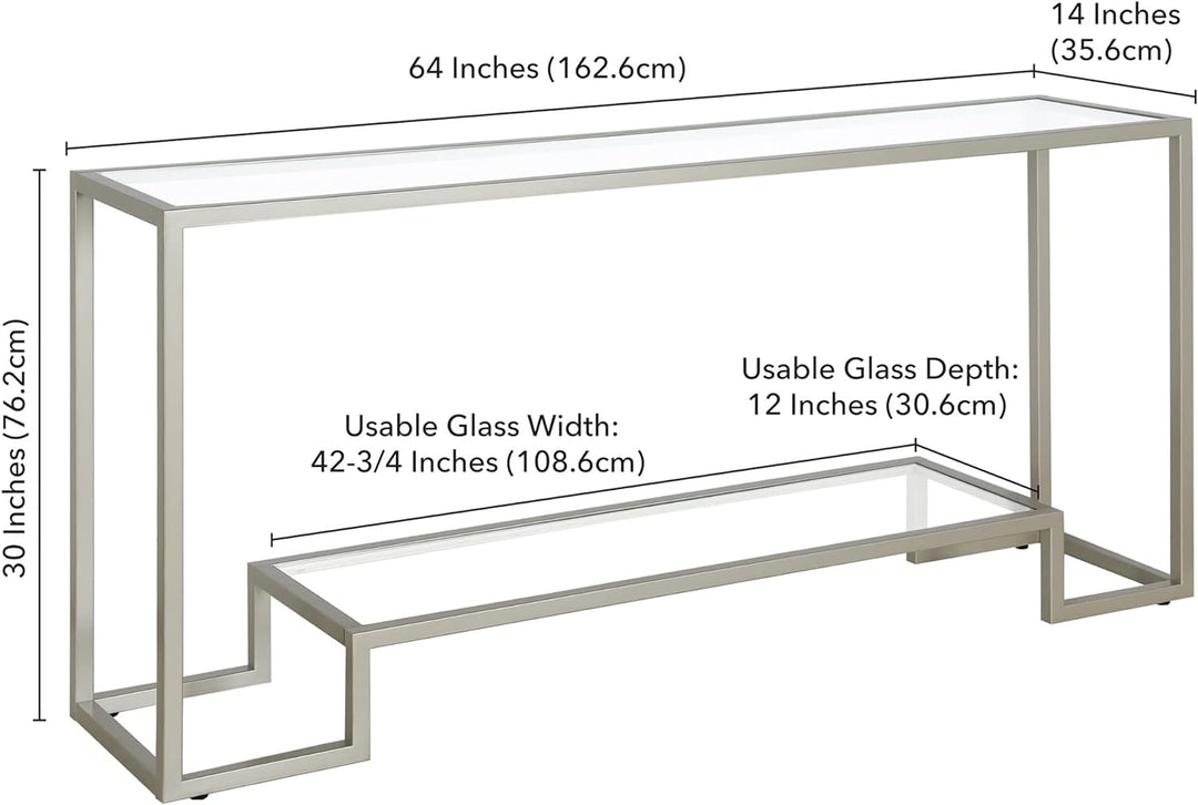 Rectangular Console Table, Entryway Accent Furniture, Satin Nickel