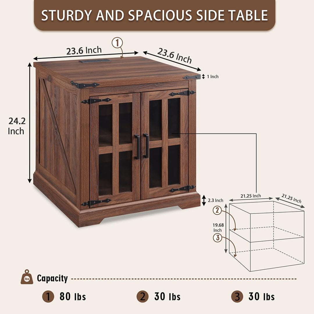 Farmhouse End Table w/ Charging Station, 24