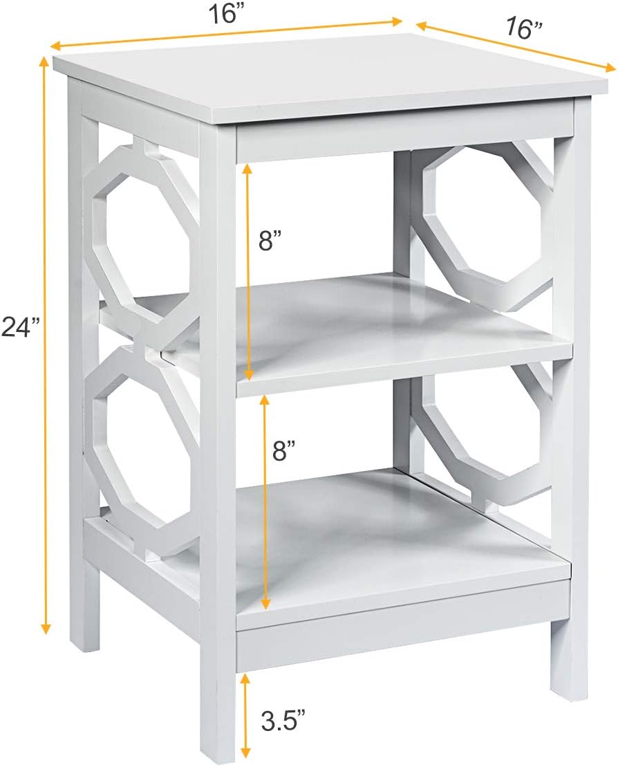 3-Tier Nightstand, Omega End Table, Wood Side Table