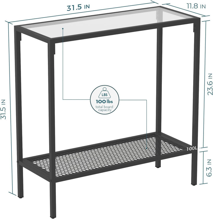 Black Console Table Glass Small Entryway Table