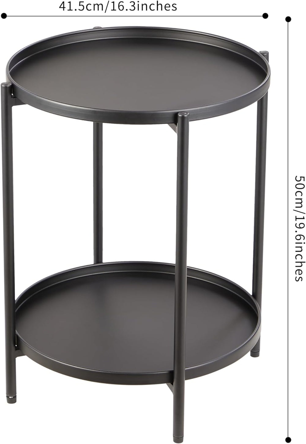 2 Tier Round Metal Side Table, Tiered End Tables