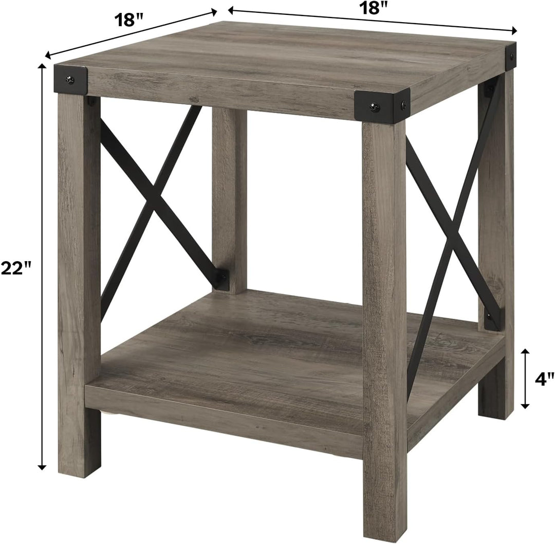 Sedalia Modern Farmhouse Metal X Side Table, Oak