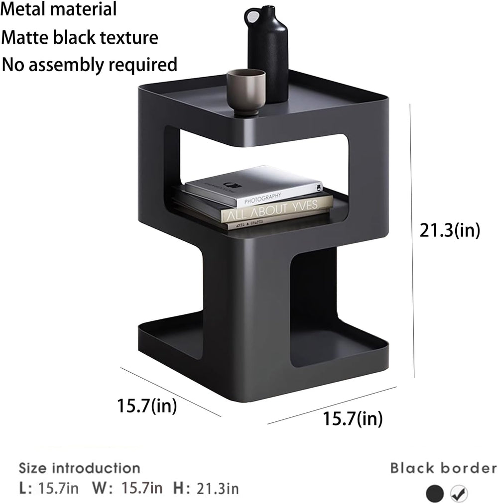 Side Table,Modern end Table,Black Metal nightstand