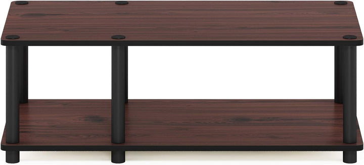 Furinno Mid TV Stand with Black Tube, Dark Cherry