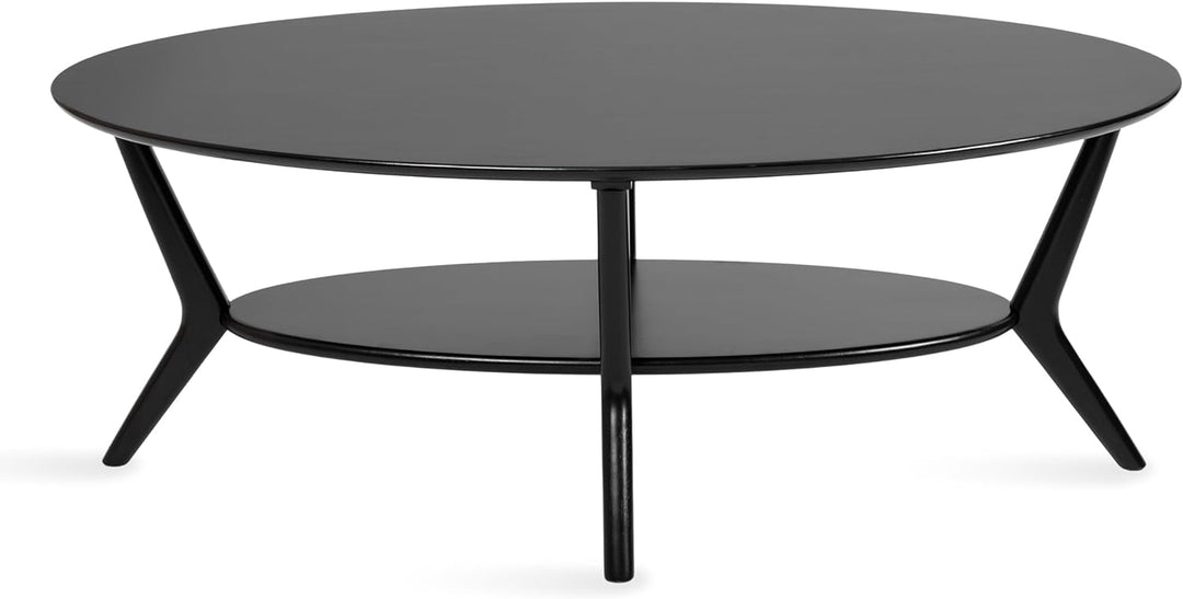 Kate and Laurel Nylah Mid-Century Modern Oval Coffee Table, Black