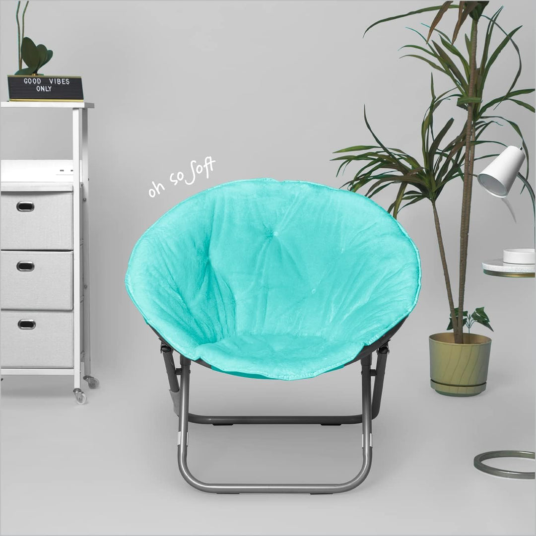 Urban Faux Fur Saucer Chair, Aqua Blue