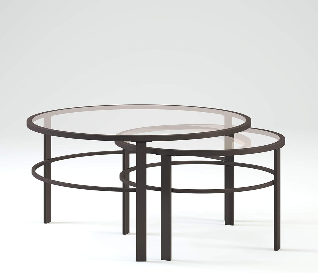 Henn&Hart Round Nested Coffee Table, Blackened Bronze