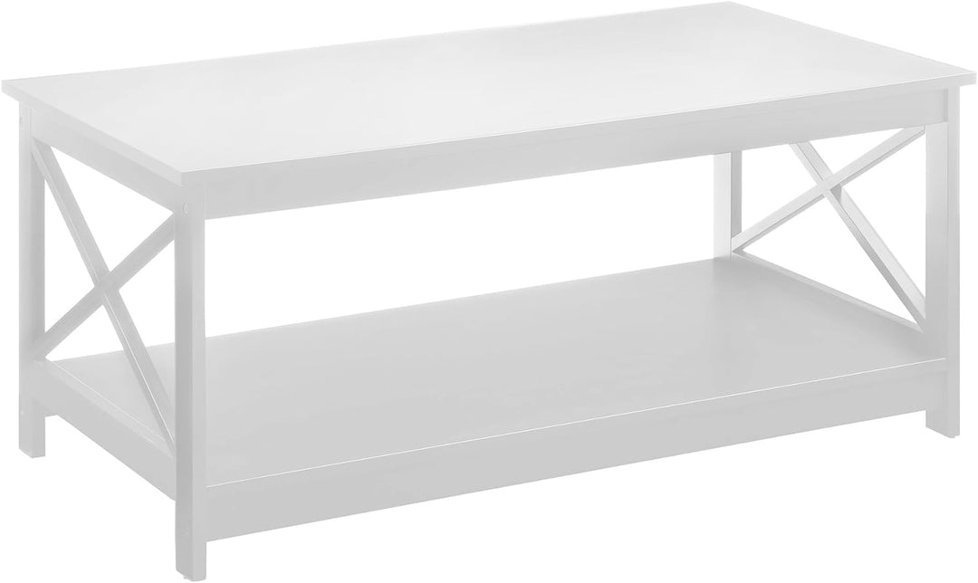 Convenience Concepts Oxford Coffee Table with Shelf, White