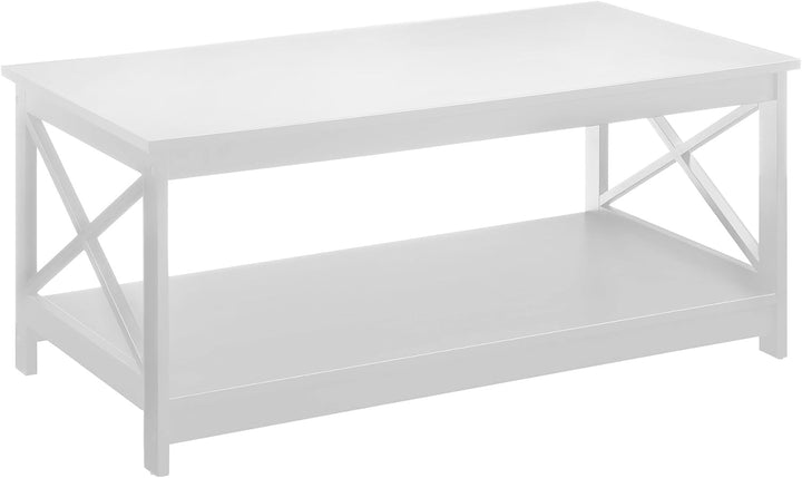 Convenience Concepts Oxford Coffee Table with Shelf, White